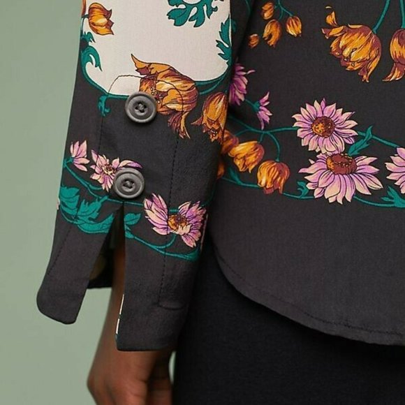 New Anthropologie Maeve Florence Floral Silk Top - Picture 4 of 8